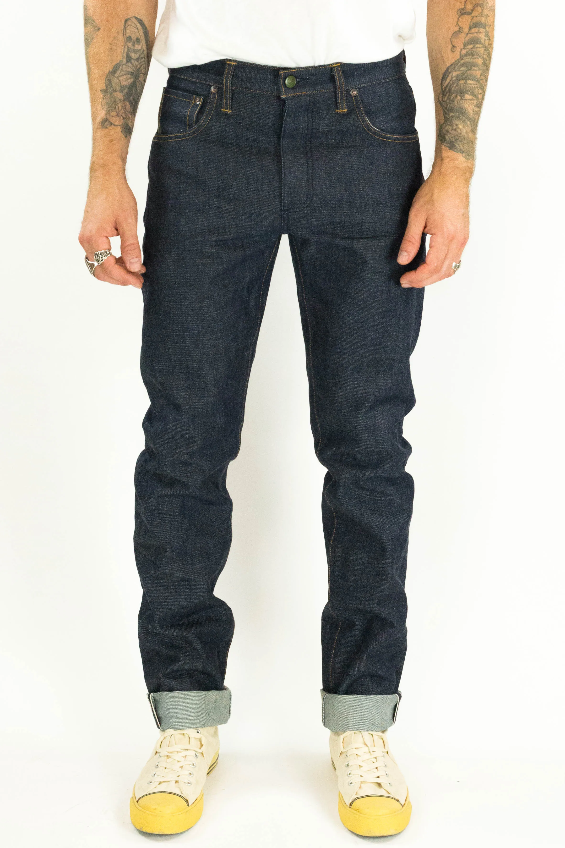 Chelsea Vidalia Mills 14 oz Indigo Selvedge(last of the dark blue indigo run) sold by Left Field