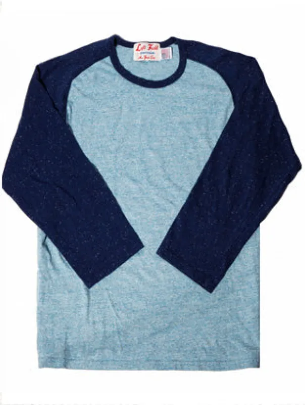 Chambray/Earth from Space Nep 3/4 sleeve Raglan Tee shirt sold by Left Field