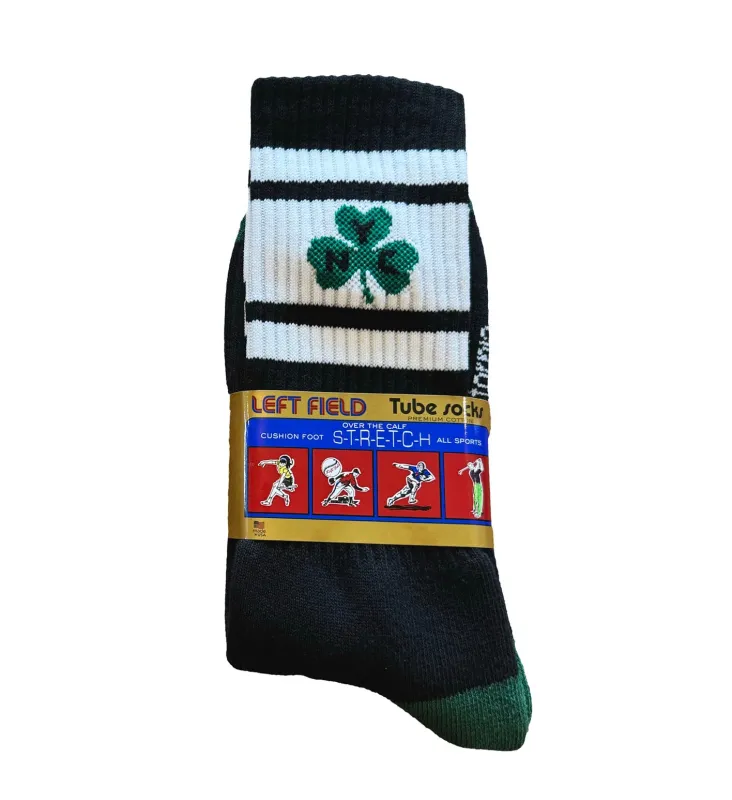 NYC Shamrock Black and White Striped Bamboo Tube Socks sold by Left Field