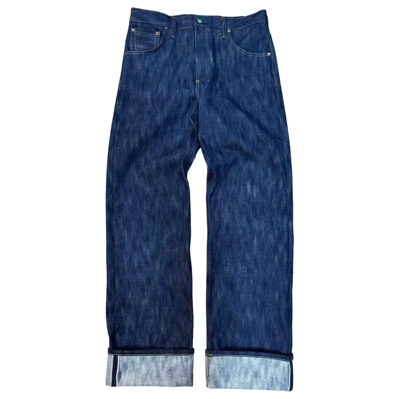 Buckle Back Tokushima Shoai Hank Dyed denim (Natural plant dyed Indigo) in store now! sold by Left Field