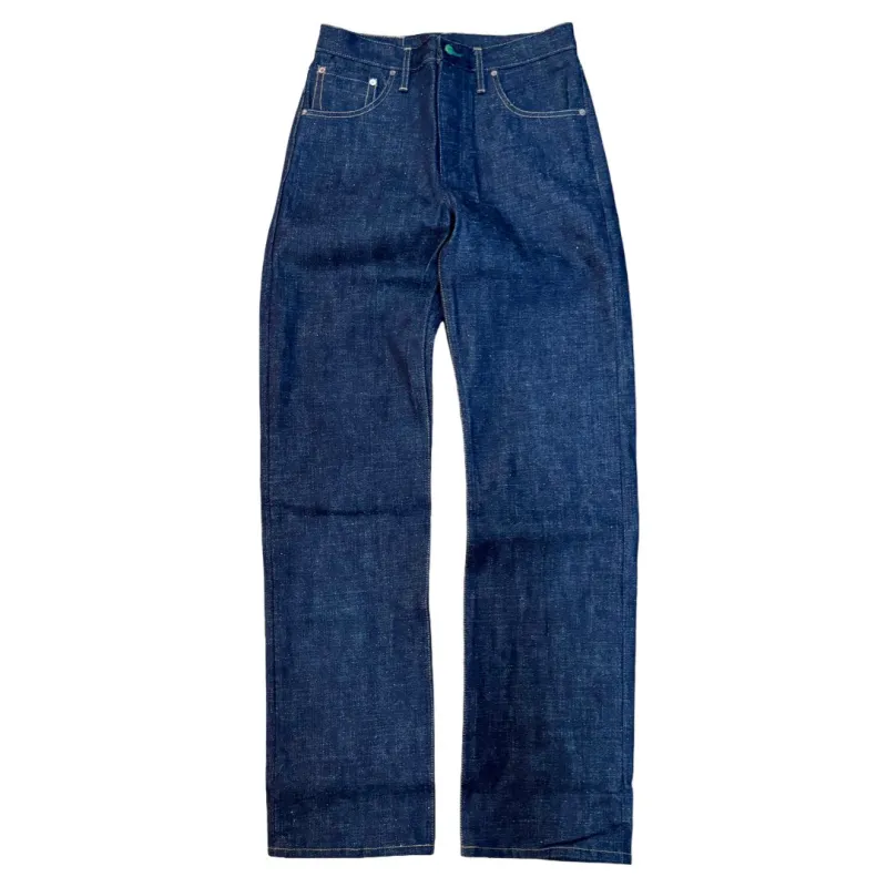 Japanese 16 oz Low tension textured Indigo denim Smokestack sold by Left Field