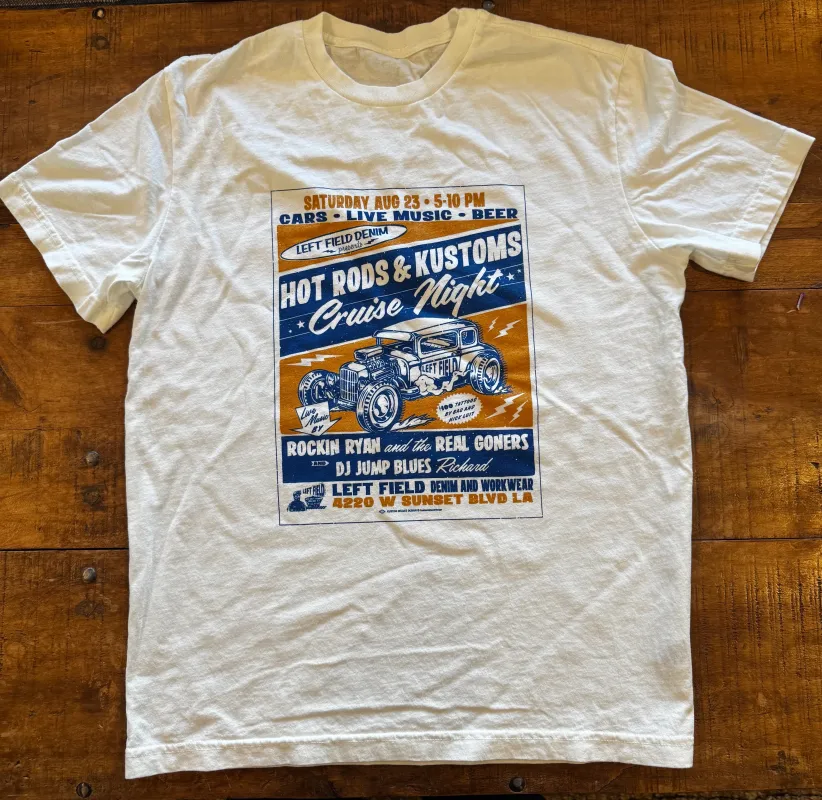 Left Field Hot Rod & Kustoms Cruise Night Tee sold by Left Field