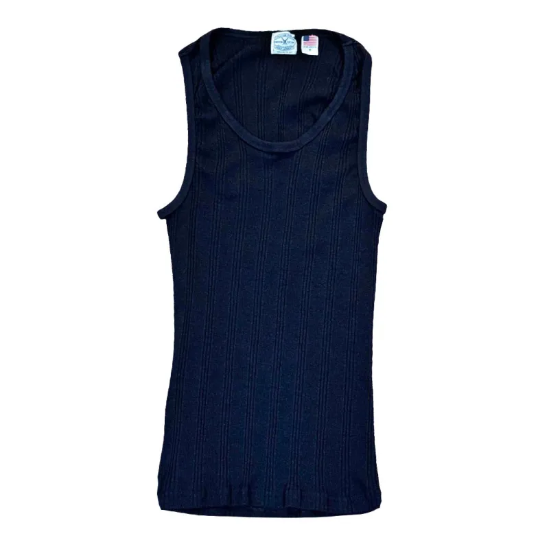 Black Wakayama Japanese Drop Needle Tank Top sold by Left Field