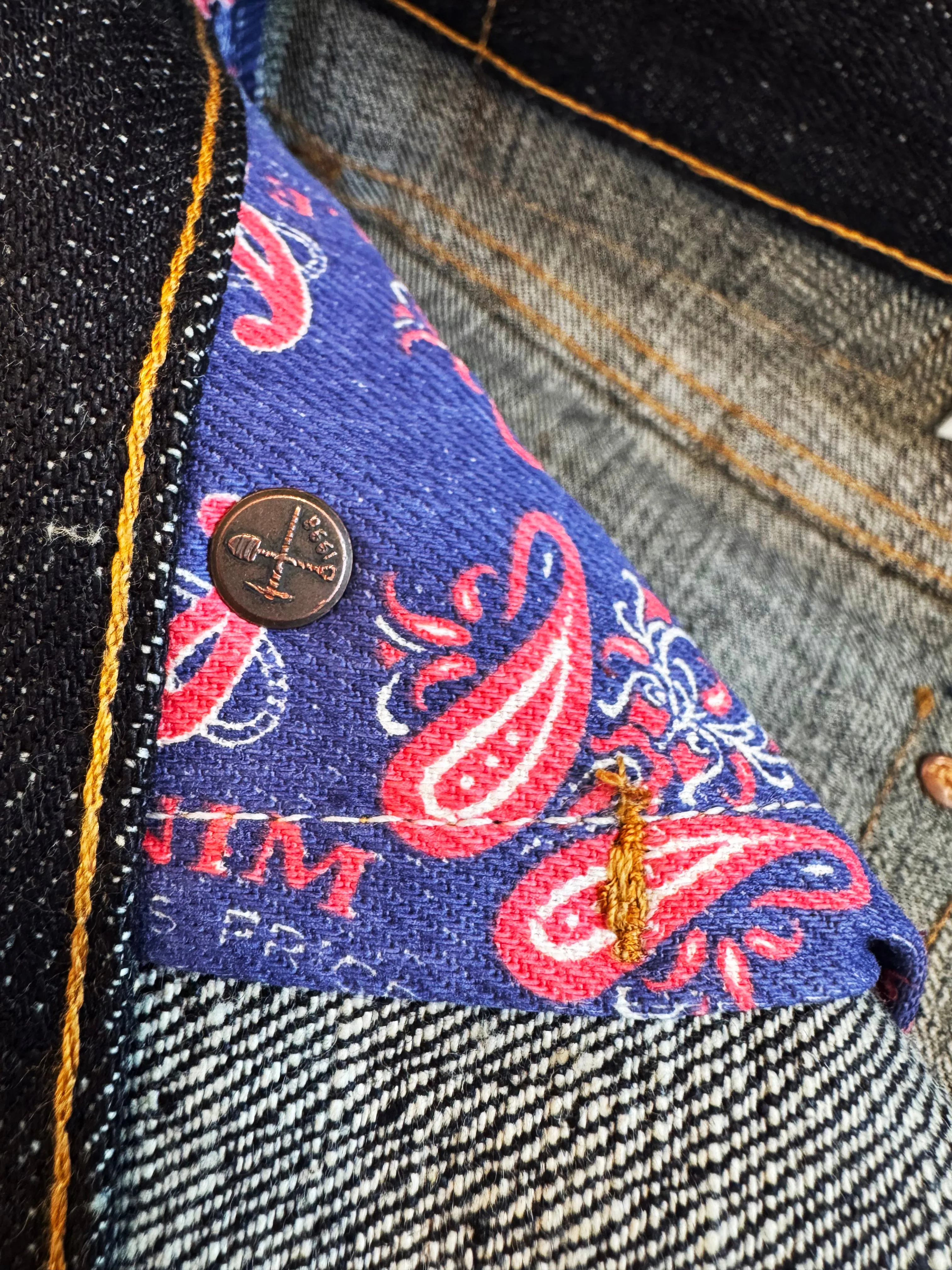 Japanese 16 oz Low tension textured Indigo denim Greaser sold by Left Field product image thumbnail 5