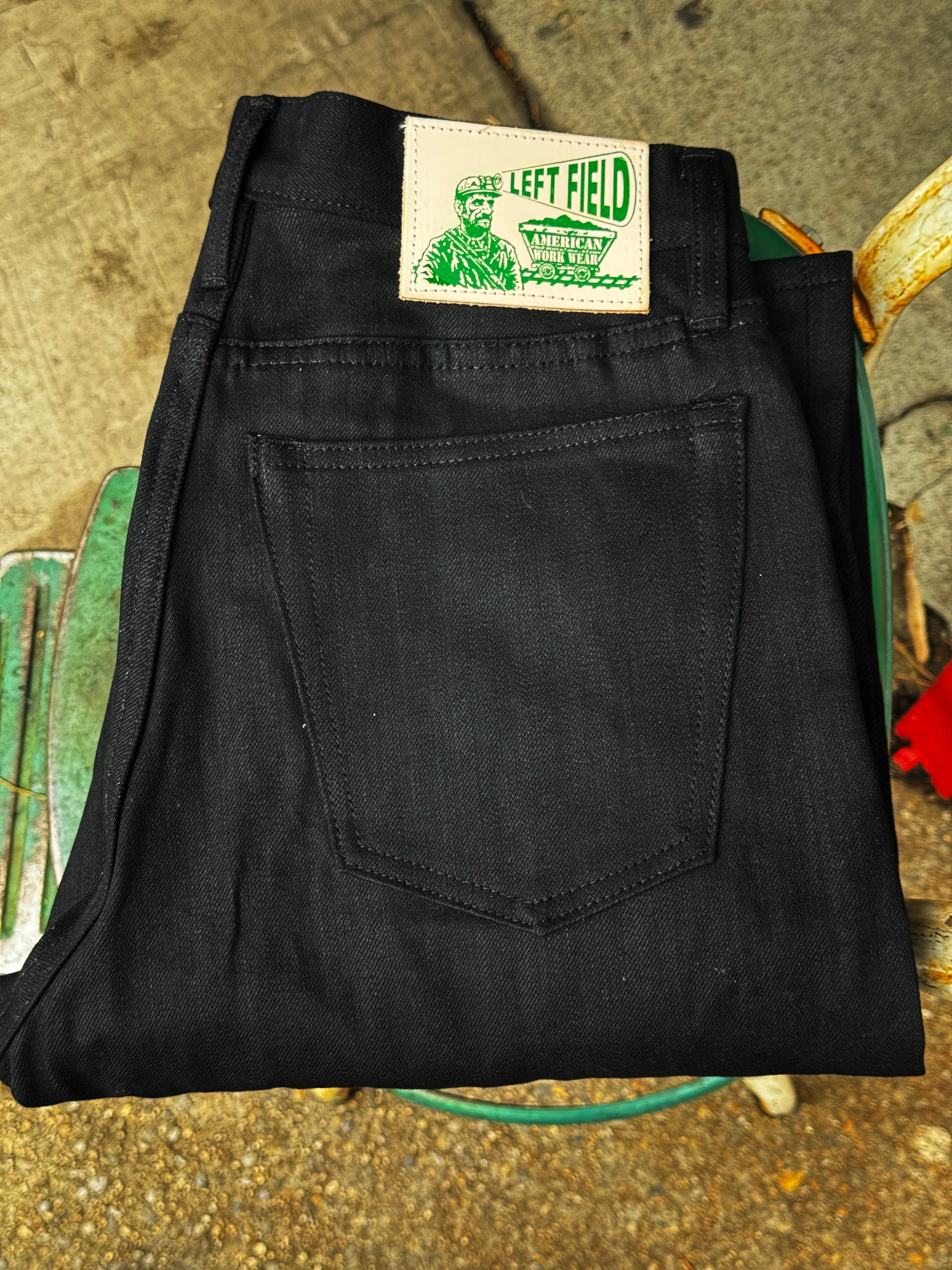 Smokestacks Black Maria Japanese 14 oz selvedge Sulphur Denim Wide Leg sold by Left Field product image thumbnail 3