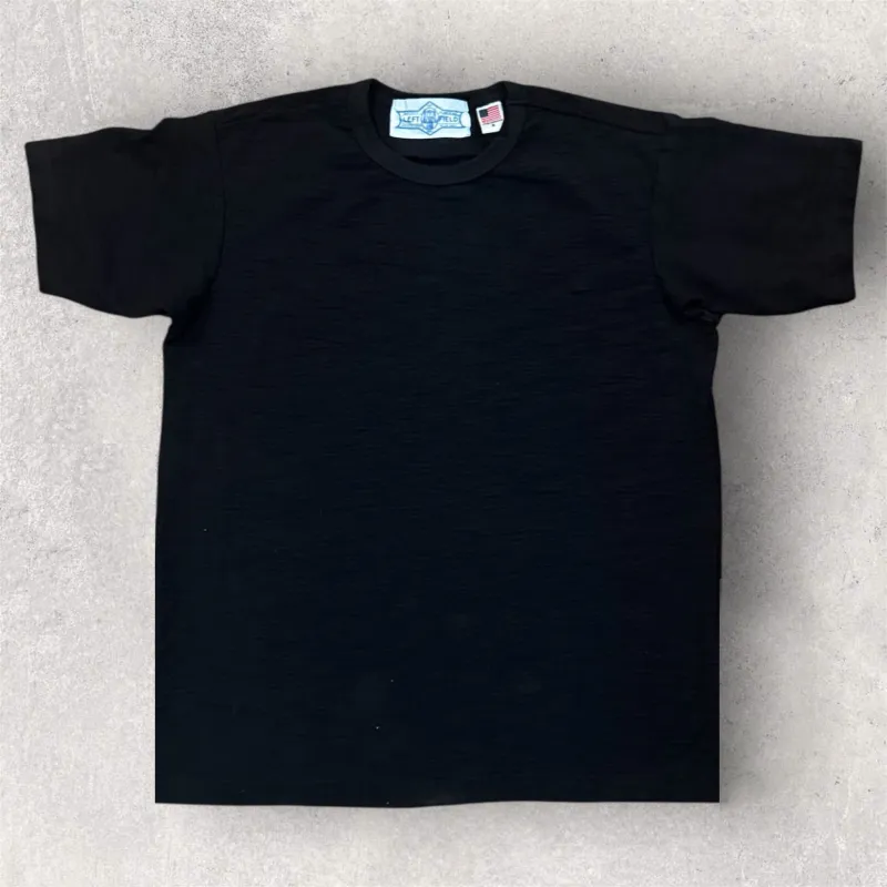 Black super slub heavyweight loop wheel (Tsuri Knit) tee sold by Left Field