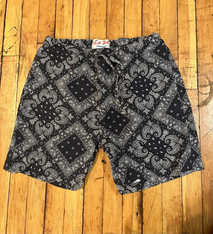Japanese Linen/Cotton Paisley drawstring shorts sold by Left Field