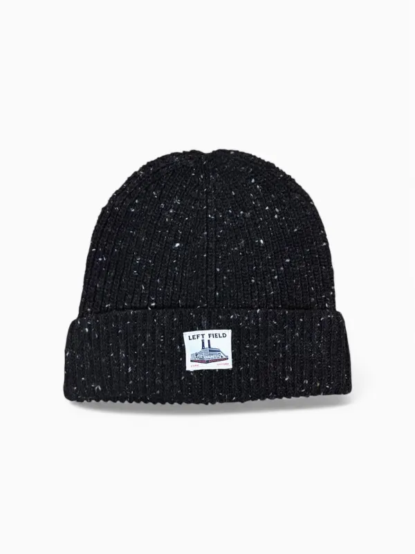 Donegal Black Merino Wool Watch Cap made by Left Field
