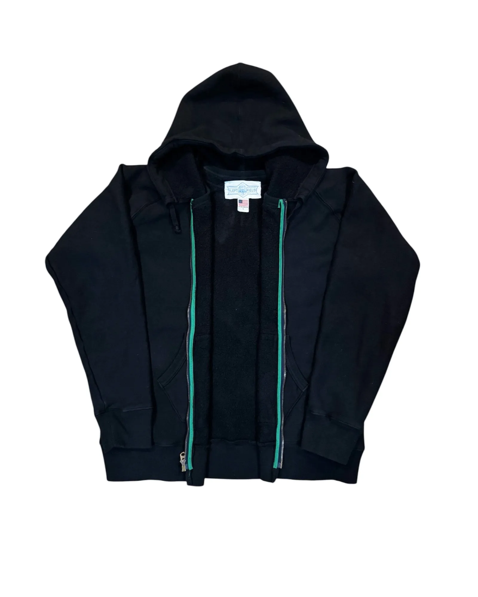 16 oz Black Loopwheel fleece zip 1930's style After Hood Sweatshirt sold by Left Field product image thumbnail 2
