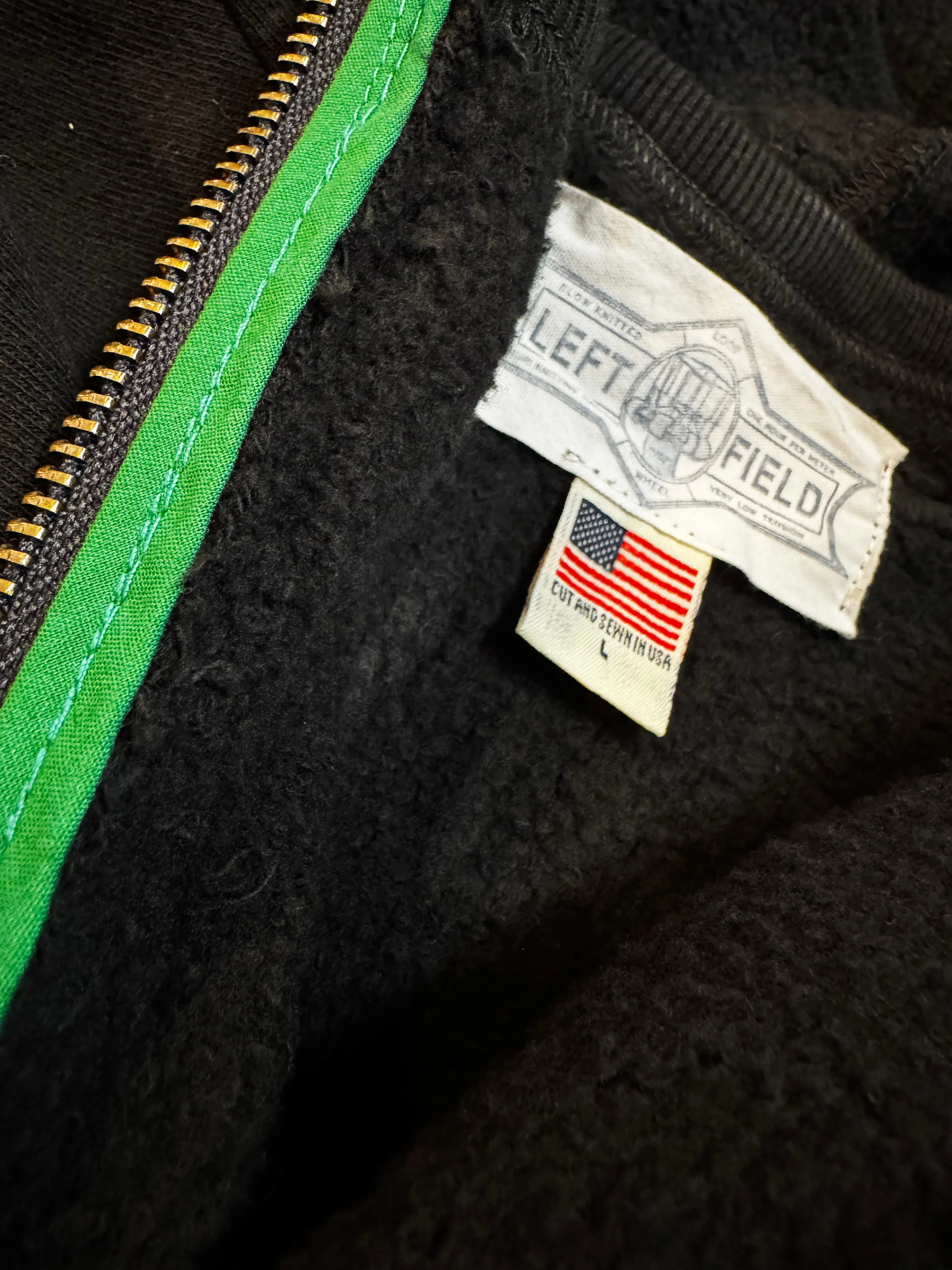 16 oz Black Loopwheel fleece zip 1930's style After Hood Sweatshirt sold by Left Field product image thumbnail 3