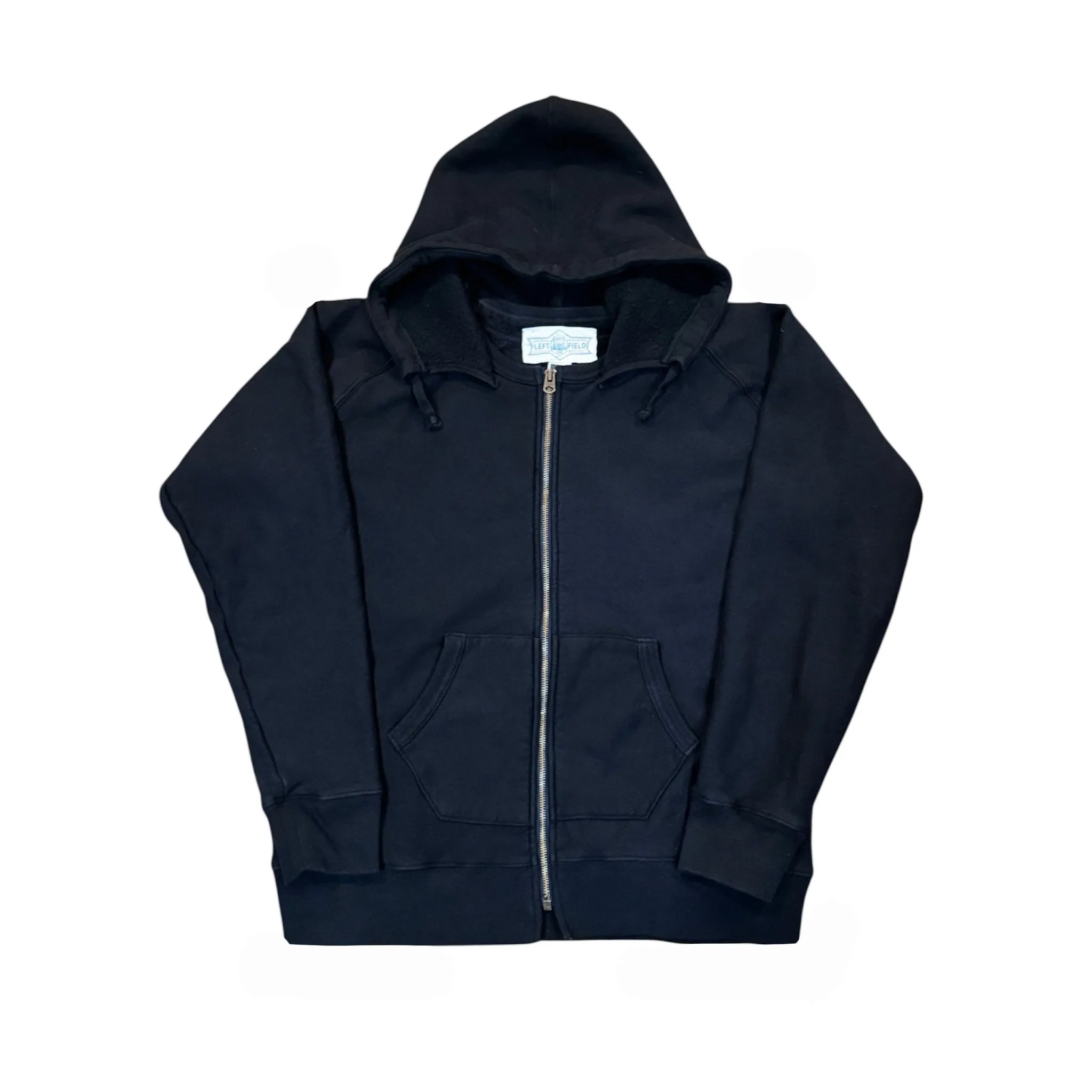 16 oz Black Loopwheel fleece zip 1930's style After Hood Sweatshirt sold by Left Field