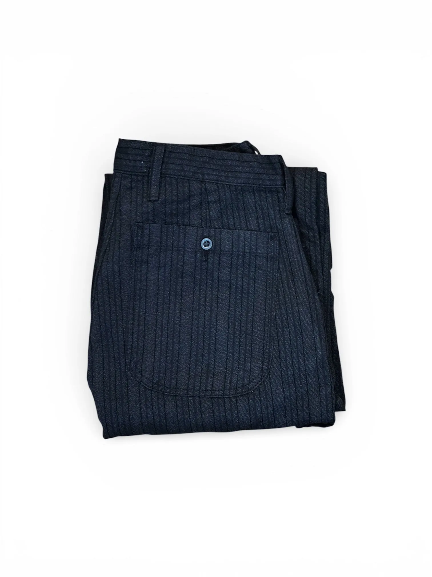 Japanese black and brown stripe twill Wide leg single pleat 40's work trouser sold by Left Field product image thumbnail 2