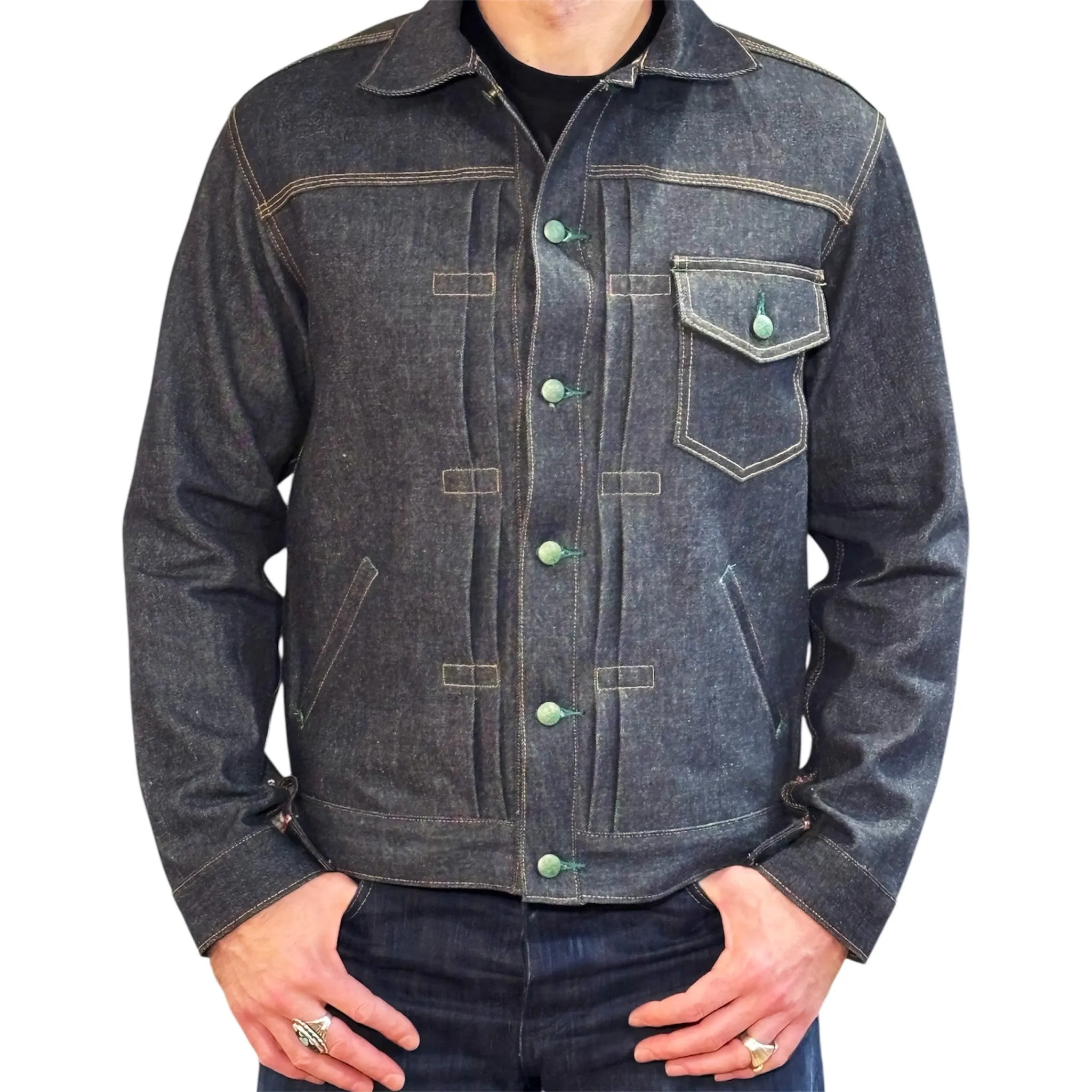 Vidalia Mills Deadstock 14oz Selvedge Indigo Muleskinner Buckle Back Denim Jacket sold by Left Field product image thumbnail 4