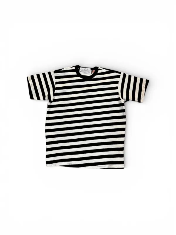 Black & White striped Prison tee (heavyweight loop wheel (Tsuri Knit) tee) sold by Left Field