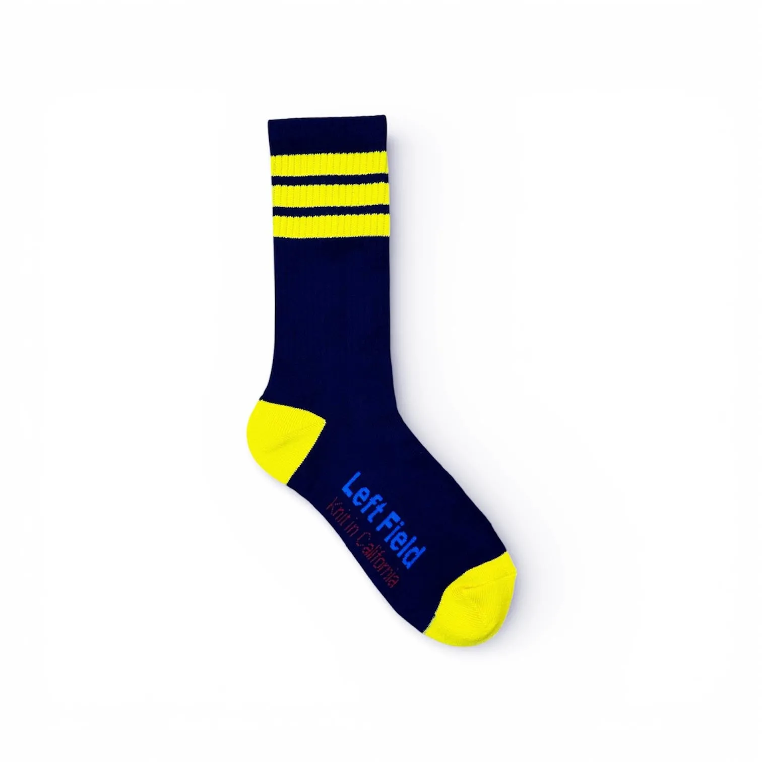 Dark Navy & Yellow Striped Bamboo Tube Socks sold by Left Field