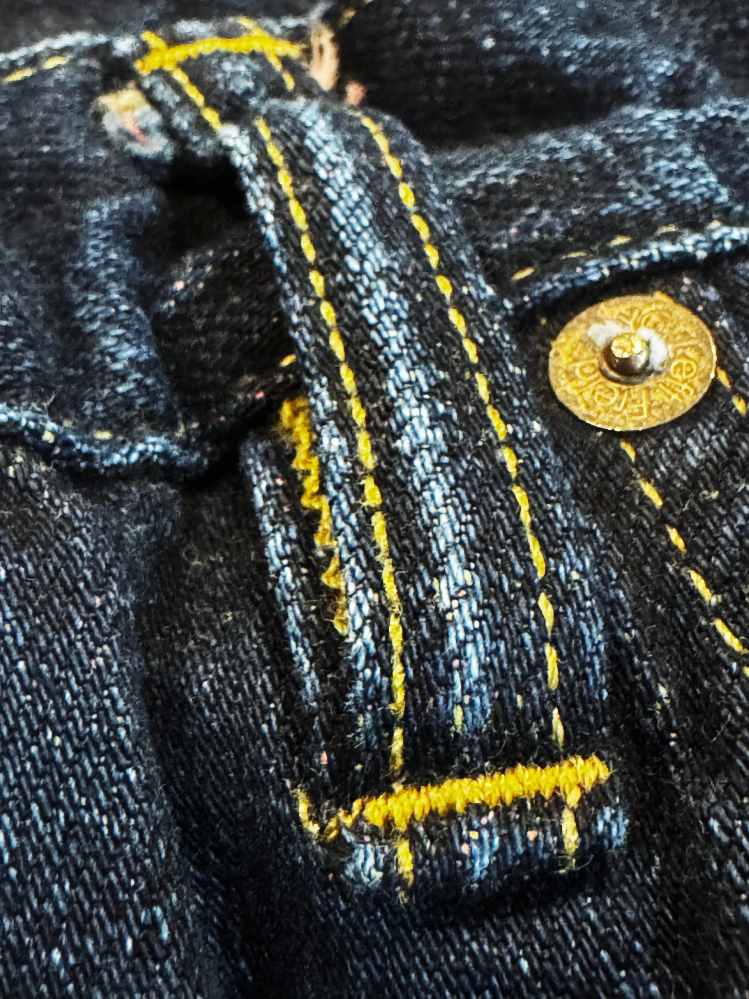 Smokestack Indigo Japanese Sunset Blvd jeans with multi colored weft sold by Left Field product image thumbnail 4