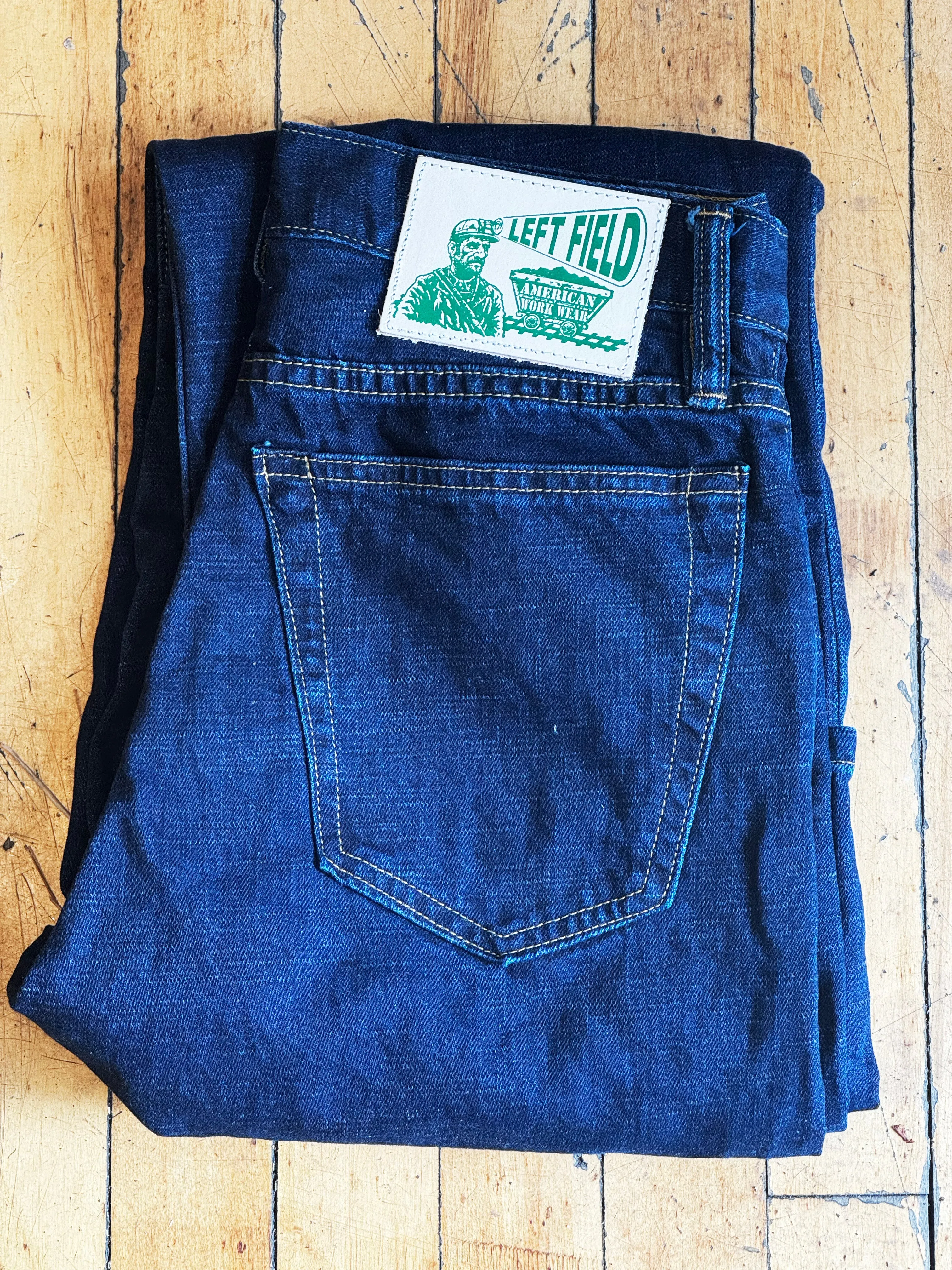 Smokestack Indigo Japanese Sunset Blvd jeans with multi colored weft sold by Left Field product image thumbnail 2