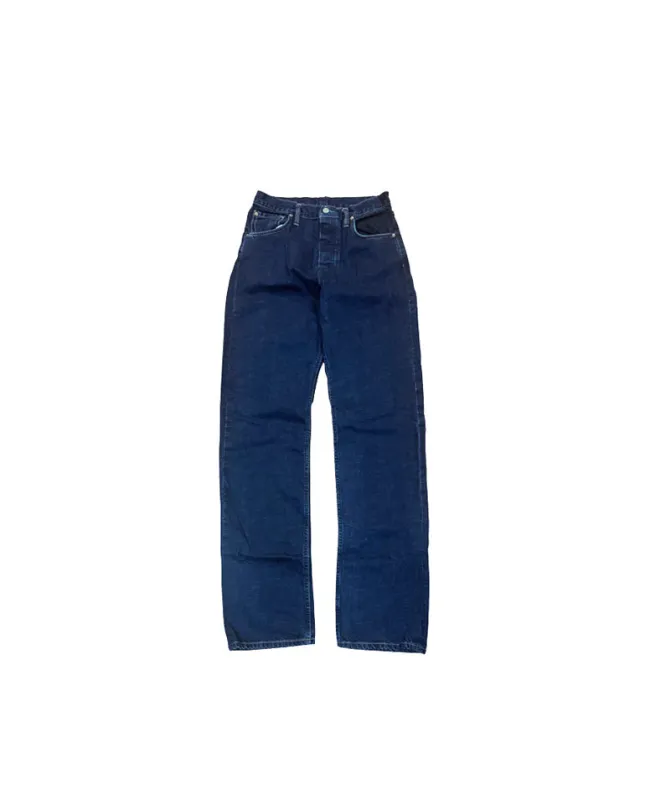 Smokestack Indigo Japanese Sunset Blvd jeans with multi colored weft made by Left Field