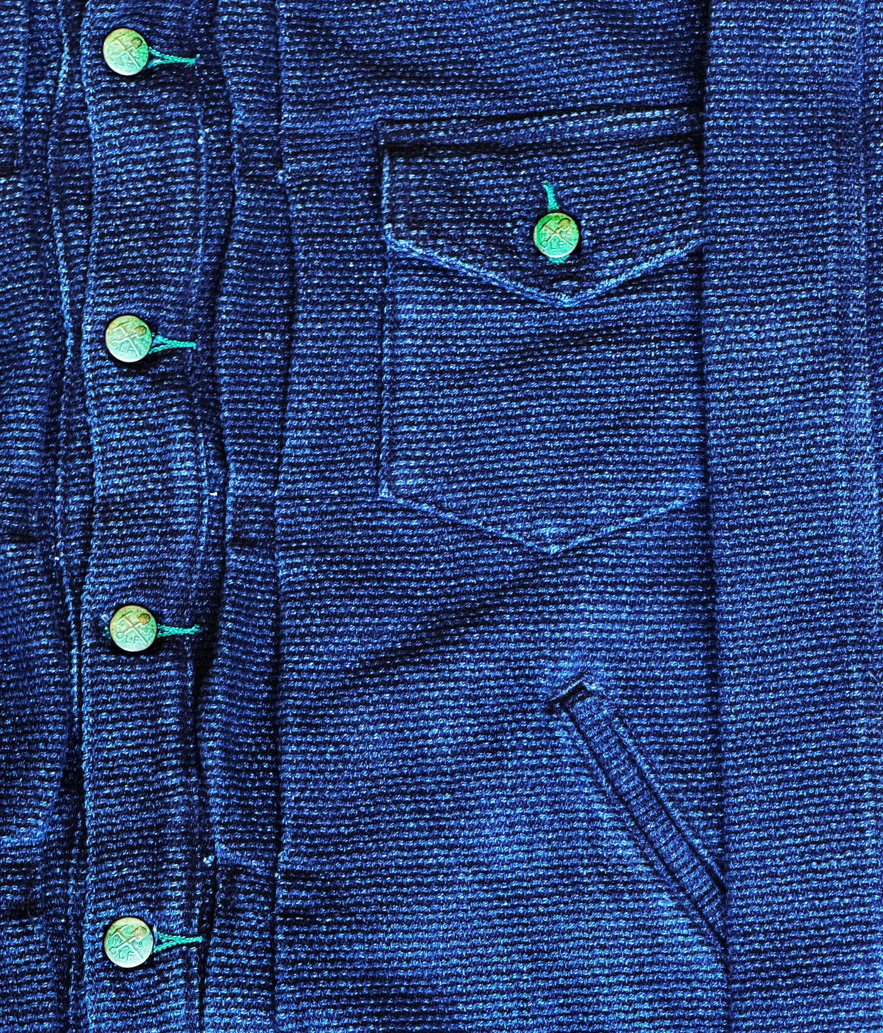 Japanese 18 oz Sashiko Indigo Muleskinner Buckle Back Denim Jacket sold by Left Field product image thumbnail 3