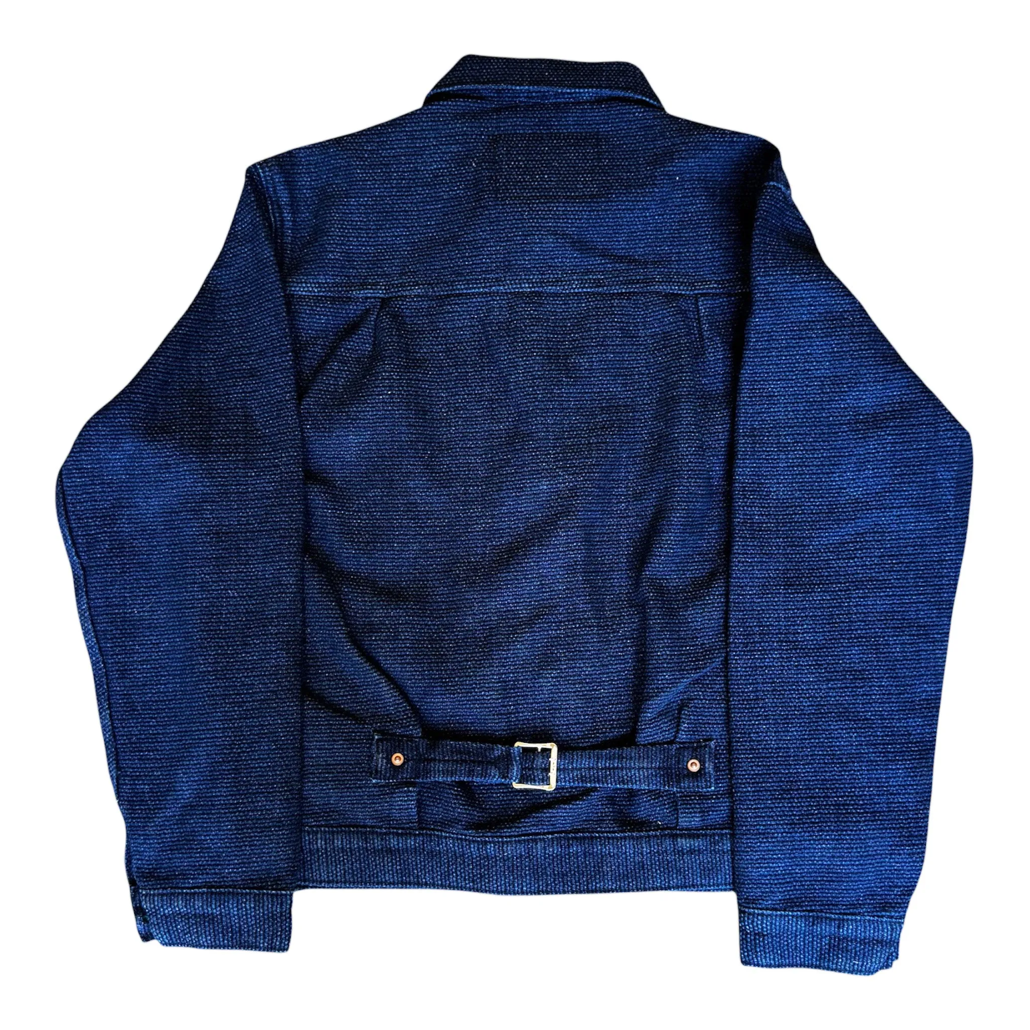 Japanese 18 oz Sashiko Indigo Muleskinner Buckle Back Denim Jacket sold by Left Field product image thumbnail 4
