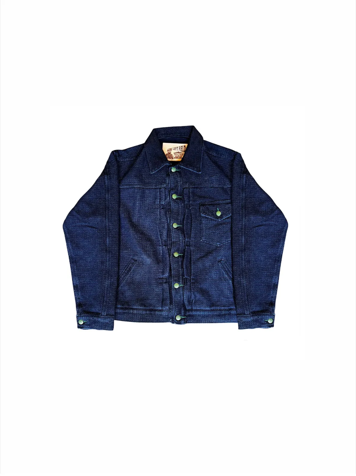 Japanese 18 oz Sashiko Indigo Muleskinner Buckle Back Denim Jacket sold by Left Field