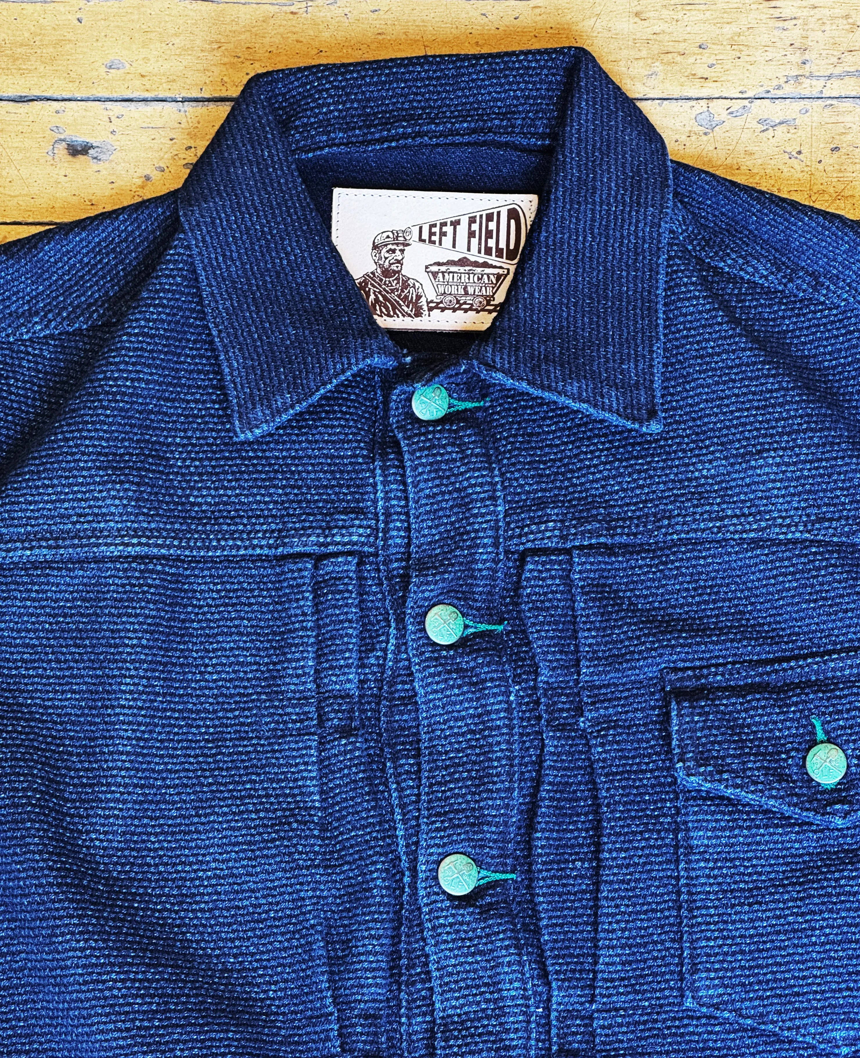 Japanese 18 oz Sashiko Indigo Muleskinner Buckle Back Denim Jacket sold by Left Field product image thumbnail 2