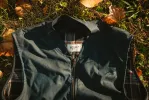 Ansel Vest - Navy British Millerain Waxed Canvas - overstock sold by Loyal Stricklin