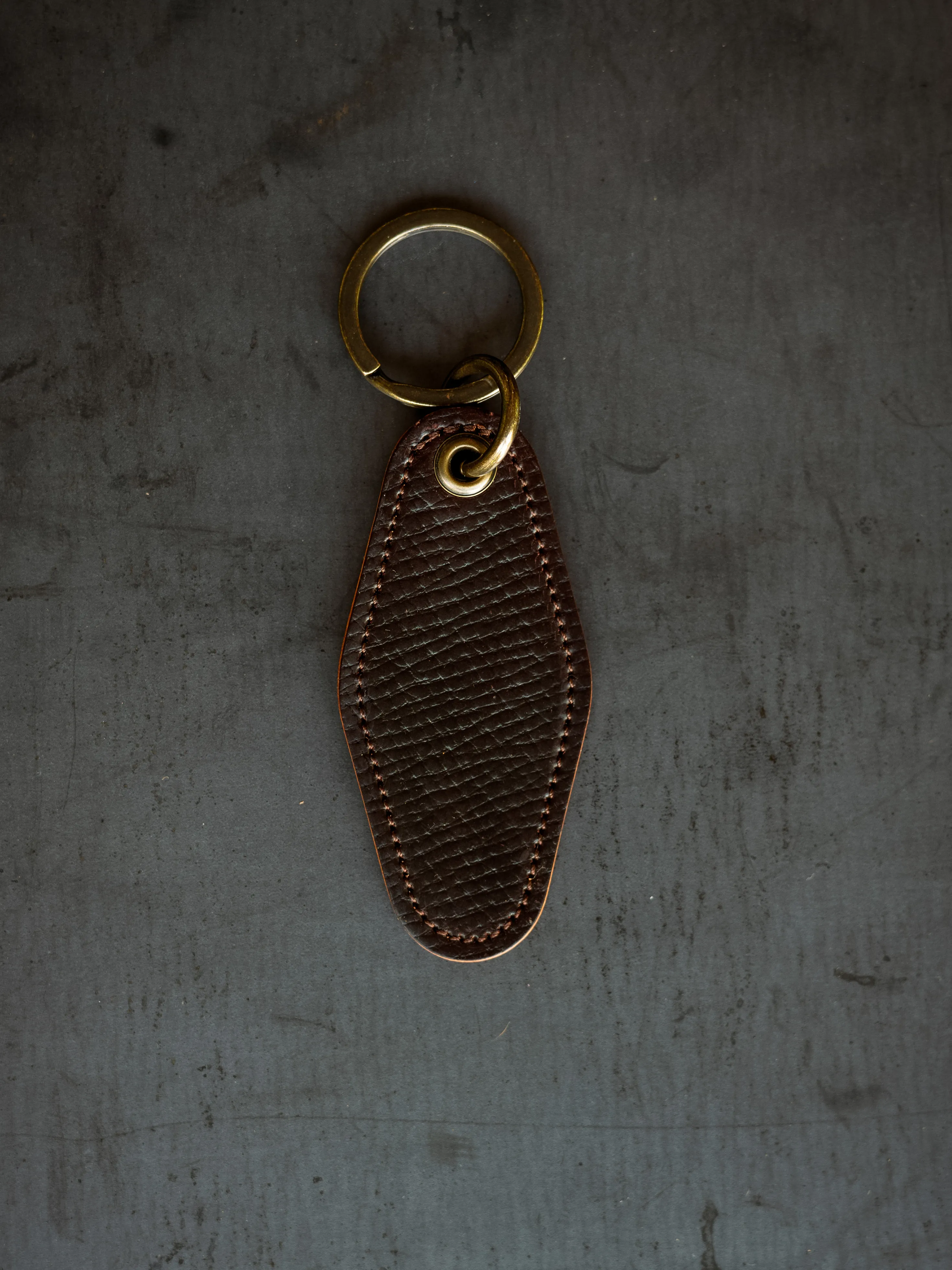Motel Key Ring - Dark Cognac Hatchgrain Shell Cordovan sold by Loyal Stricklin