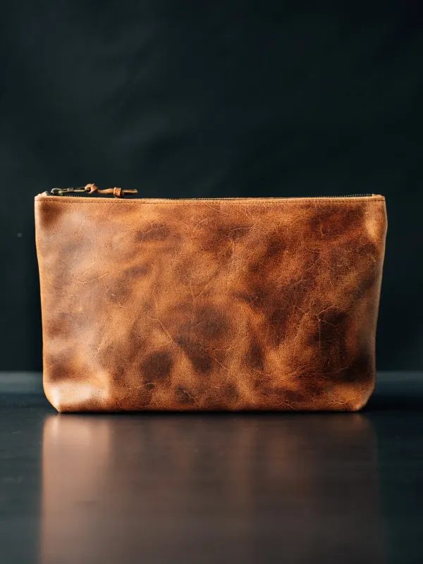 Dylan Zip Pouch - LARGE - CF Stead Waxed Flesh-out Suede sold by Loyal Stricklin