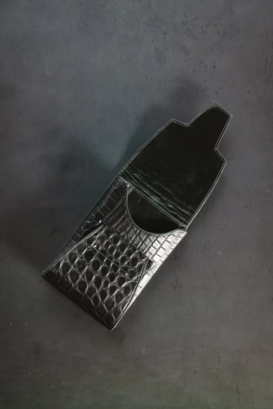 Johnny Slim - Black American Alligator - with Red inlaid Cloaca sold by Loyal Stricklin