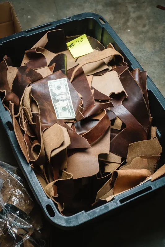 Leather Scraps - 5 lb -Horween Brown Nut Derby - NO FREE SHIPPING ON THIS ITEM made by Loyal Stricklin