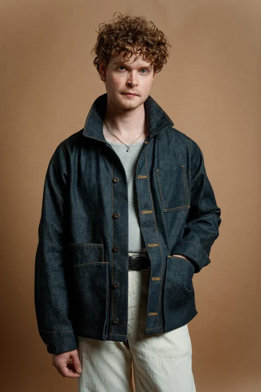 Amos Chore Coat - Rigid 15oz Japanese Selvedge Denim sold by Loyal Stricklin