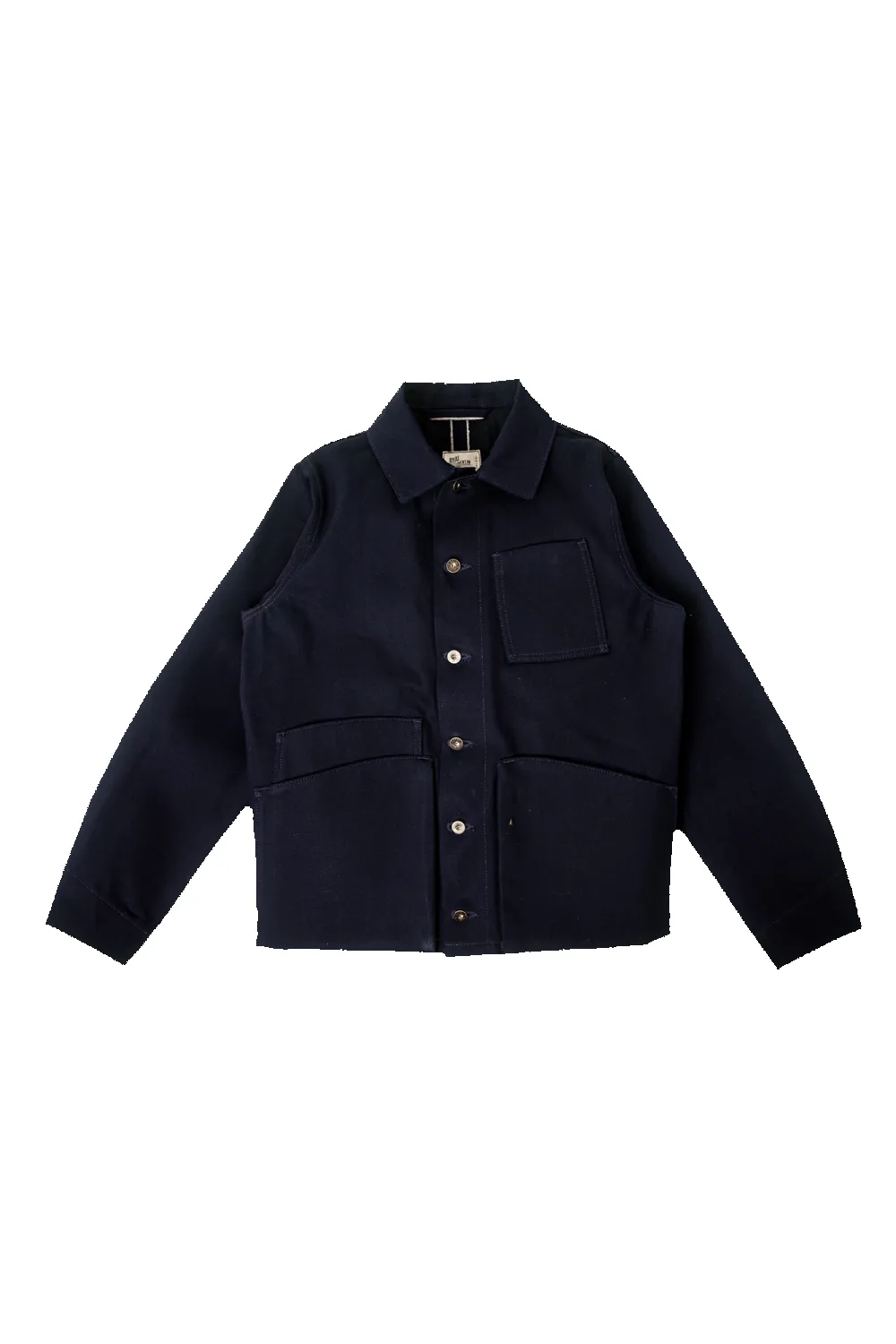Amos Chore Coat - Indigo/Black - Rigid 14oz American Selvedge Denim - Preorder sold by Loyal Stricklin