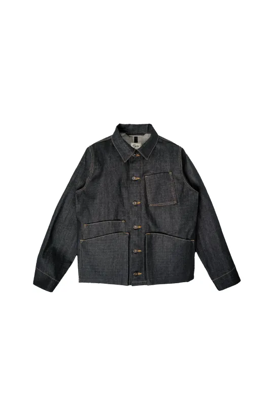 Amos Chore Coat - Rigid 14oz Crosshatch Selvedge Denim sold by Loyal Stricklin