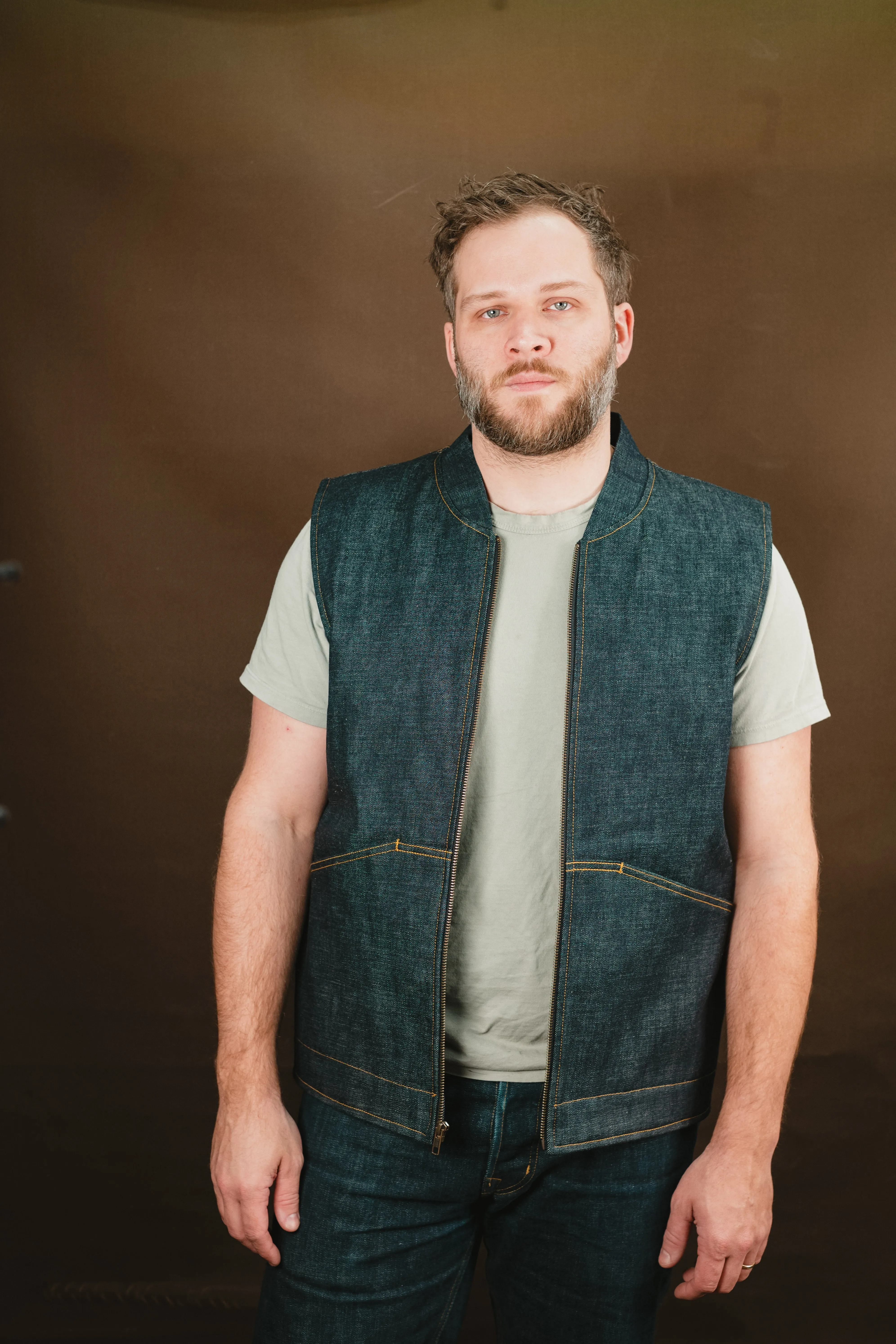 Ansel Vest - Rigid Kuroki Slubdot Selvedge Denim - Japanese Wool Liner - One Off - Large sold by Loyal Stricklin