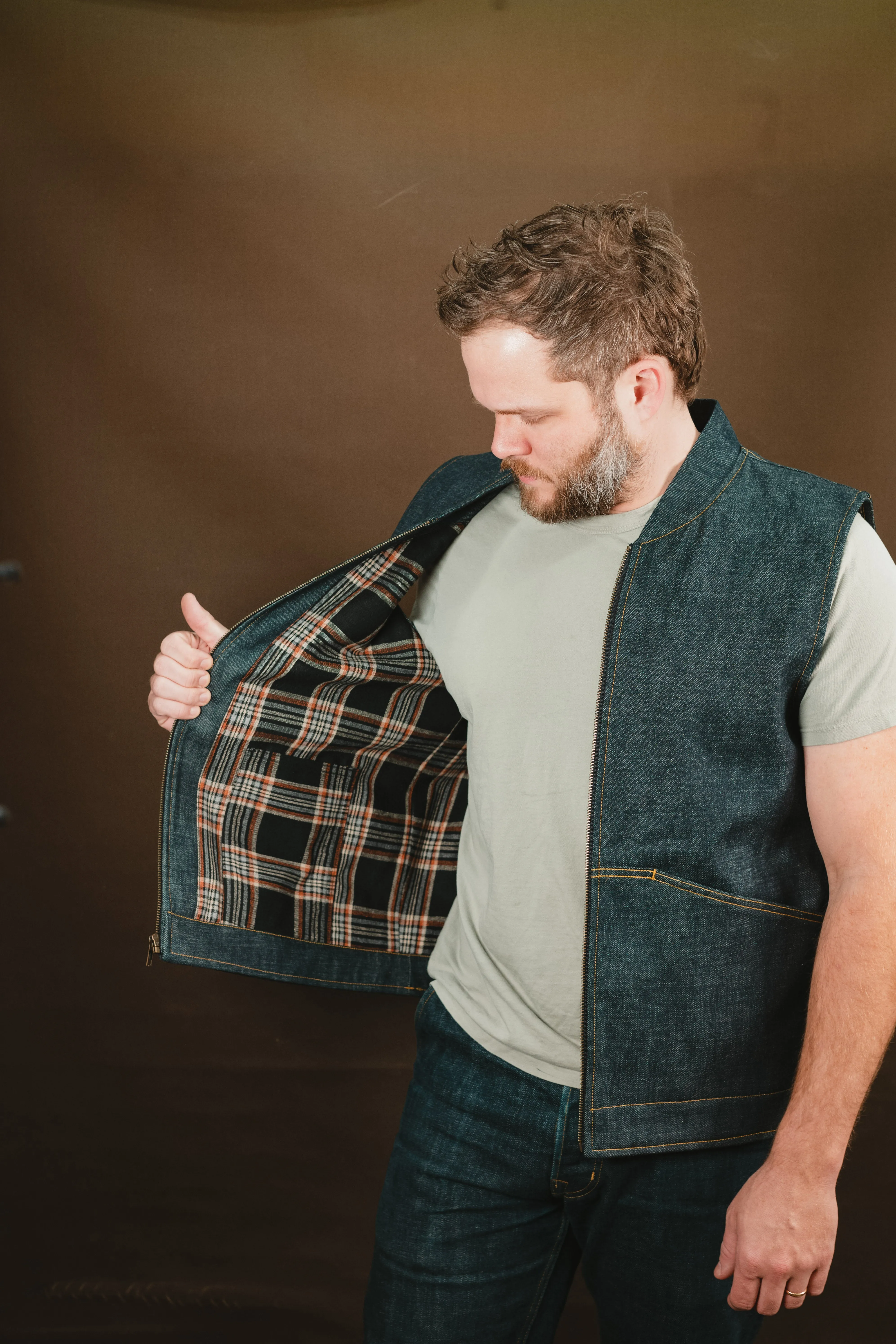 Ansel Vest - Rigid Kuroki Slubdot Selvedge Denim - Japanese Wool Liner - One Off - Large sold by Loyal Stricklin product image thumbnail 3