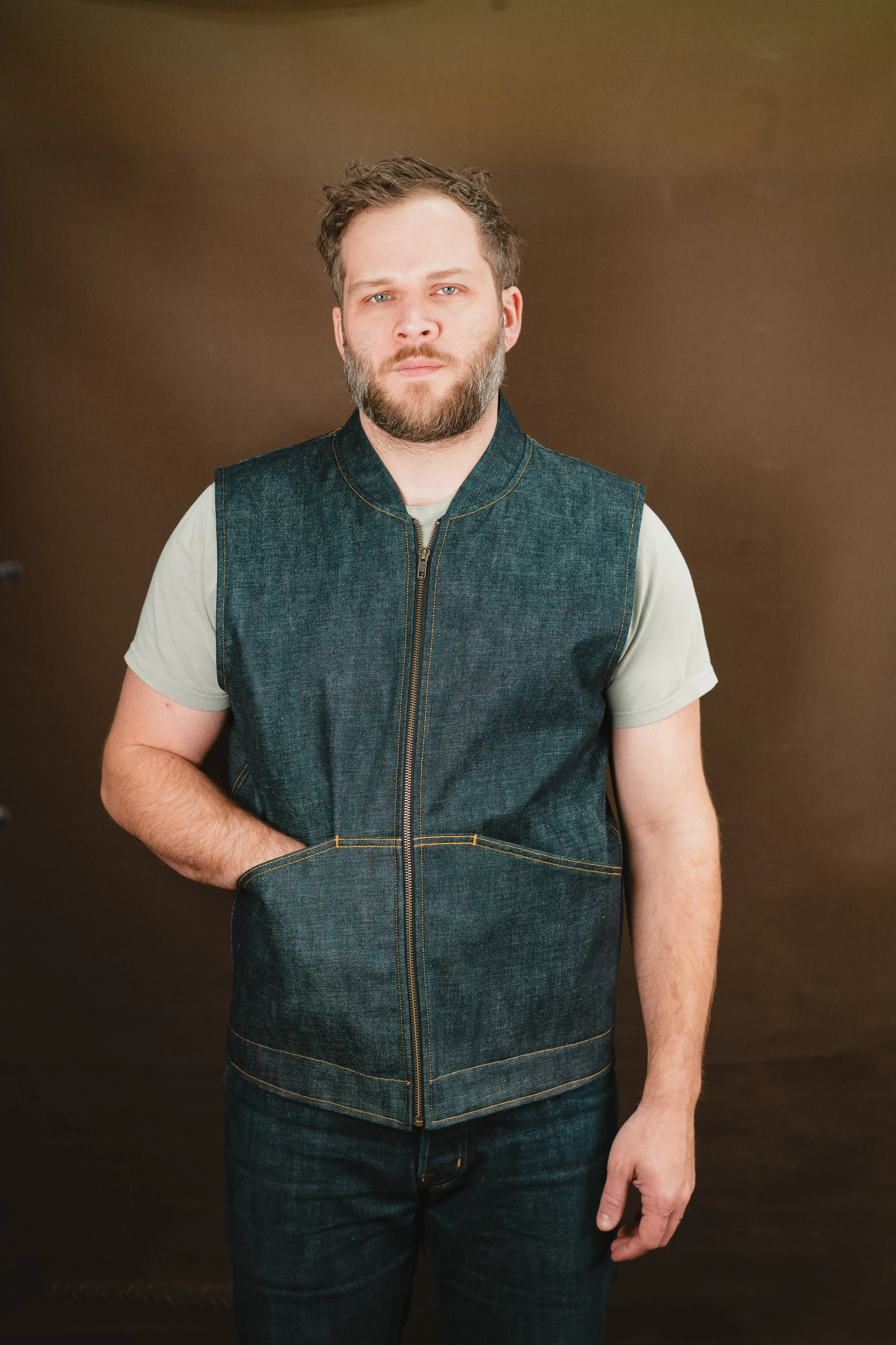 Ansel Vest - Rigid Kuroki Slubdot Selvedge Denim - Japanese Wool Liner - One Off - Large sold by Loyal Stricklin product image thumbnail 5