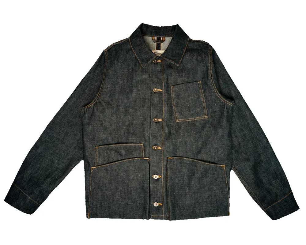 Amos Chore Coat - Rigid 15oz Japanese Selvedge Denim - ready to ship sold by Loyal Stricklin