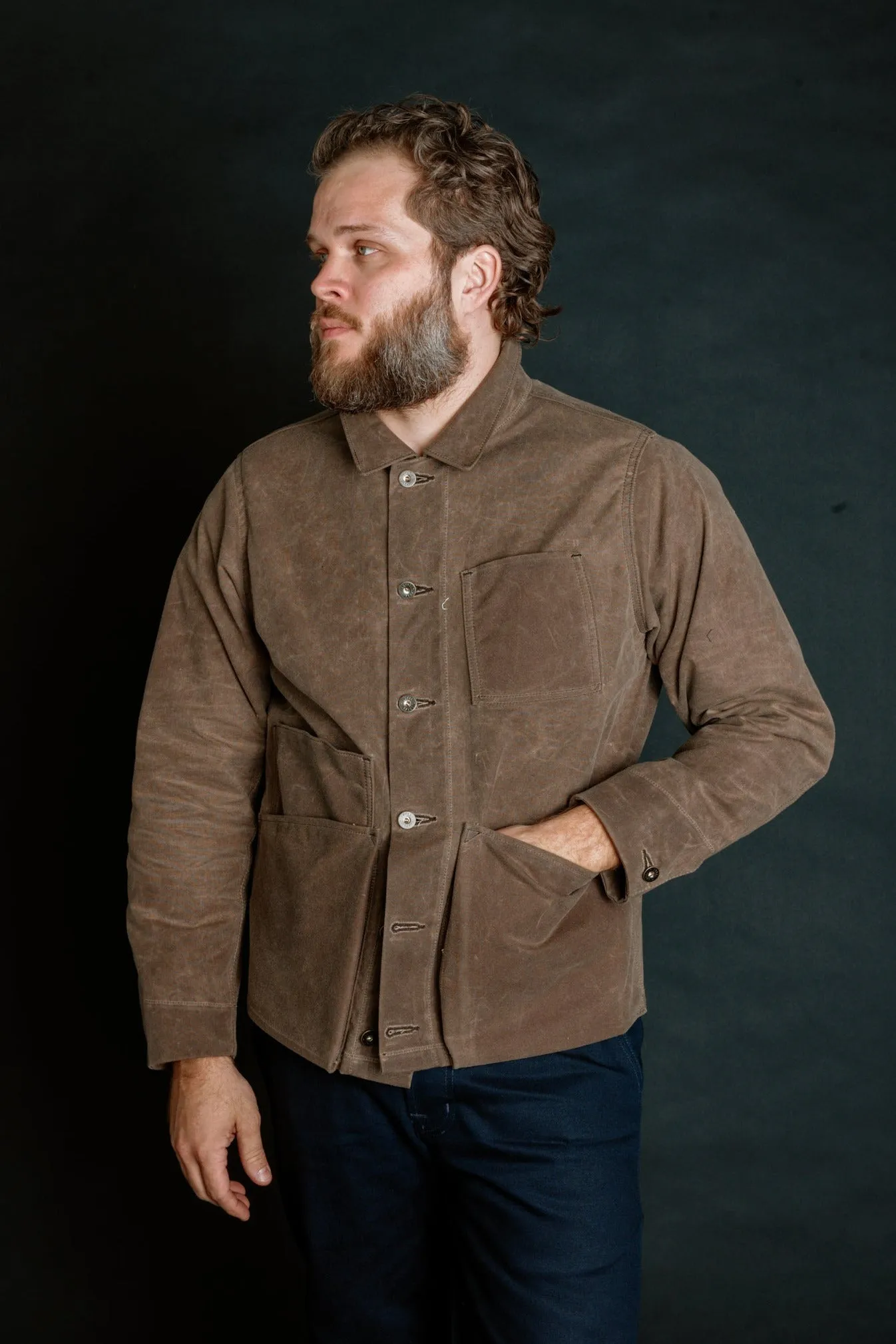 Amos Chore Coat - Dark Oak Waxed Canvas sold by Loyal Stricklin
