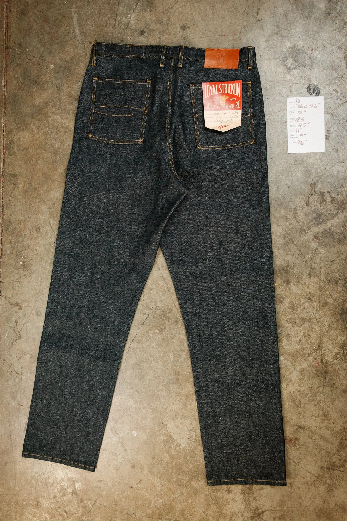 item B - Denim trouser straight leg - 36 x 36 - kuroki 15oz selvedge sold by Loyal Stricklin product image thumbnail 2