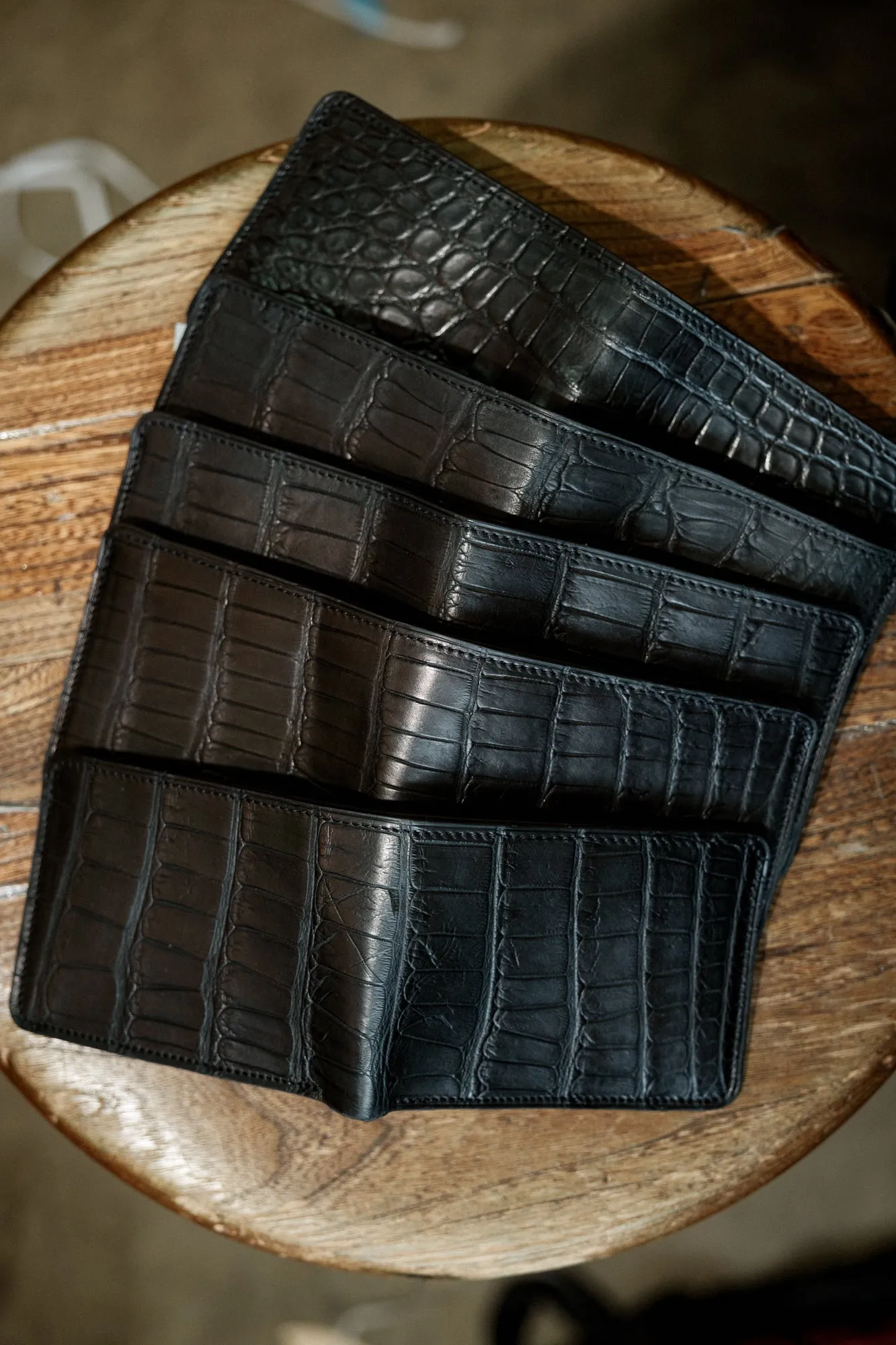 Klein Wallet - Black alligator / black chevré sold by Loyal Stricklin