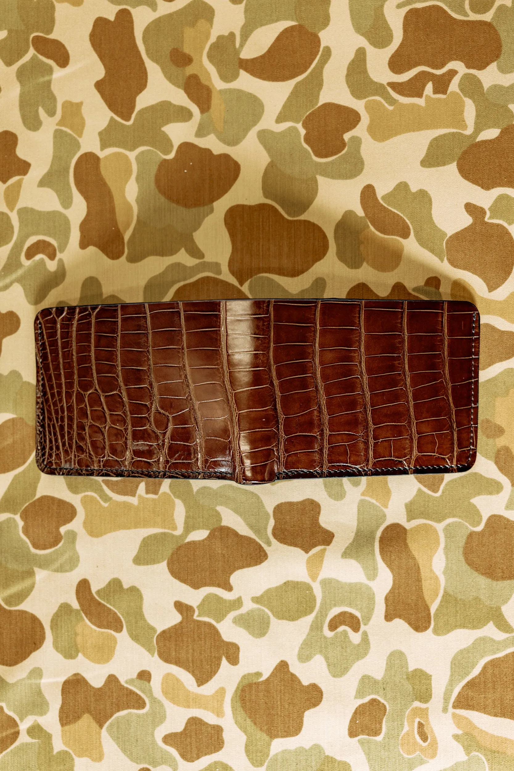 Klein Wallet -Graphite American Alligator / Italian Veg Tan interior - Tail Cut sold by Loyal Stricklin