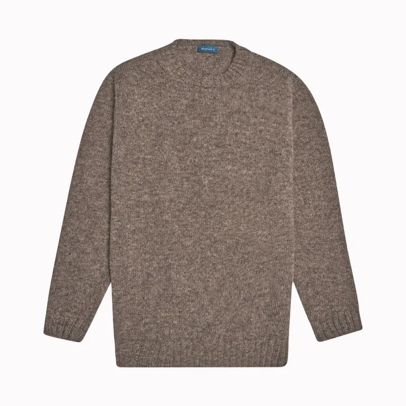 Nutmeg Wreay Shetland Wool Crew Neck sold by Malloch’s