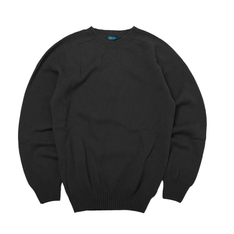 Black Preston Superfine Lambswool Crew Neck Jumper sold by Malloch’s
