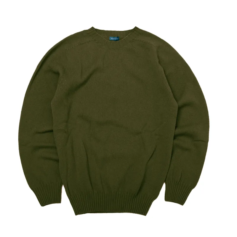 Military Green Preston Superfine Lambswool Jumper sold by Malloch’s