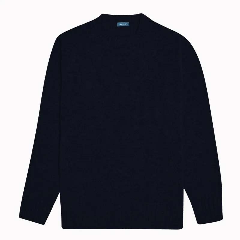 Navy Dean Lambswool Crew Neck Jumper sold by Malloch’s