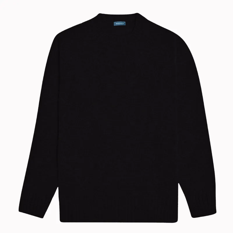 Black Dean Lambswool Crew Neck Jumper sold by Malloch’s