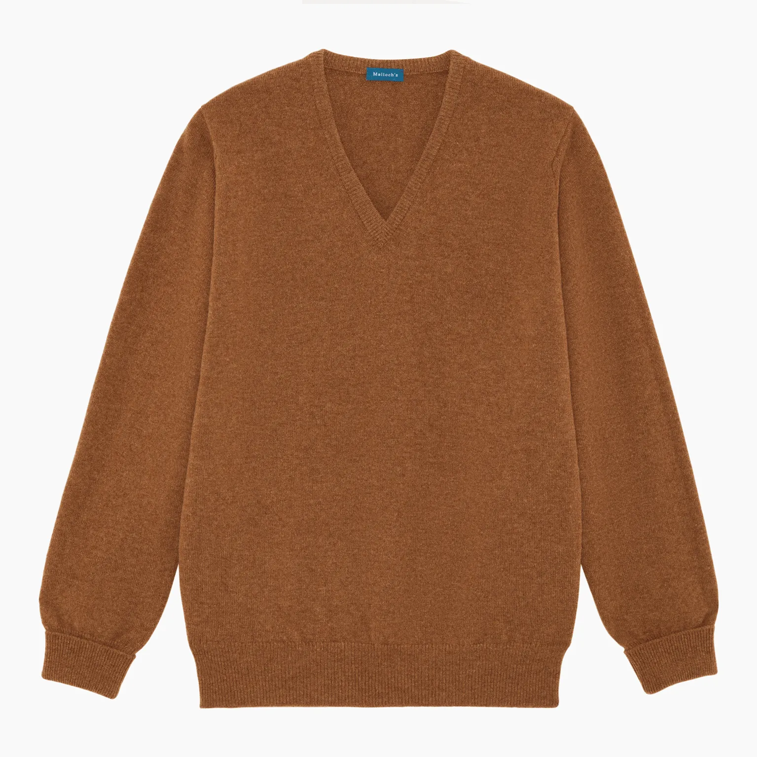 Camel Steadman Fine Lambswool V-Neck sold by Malloch’s