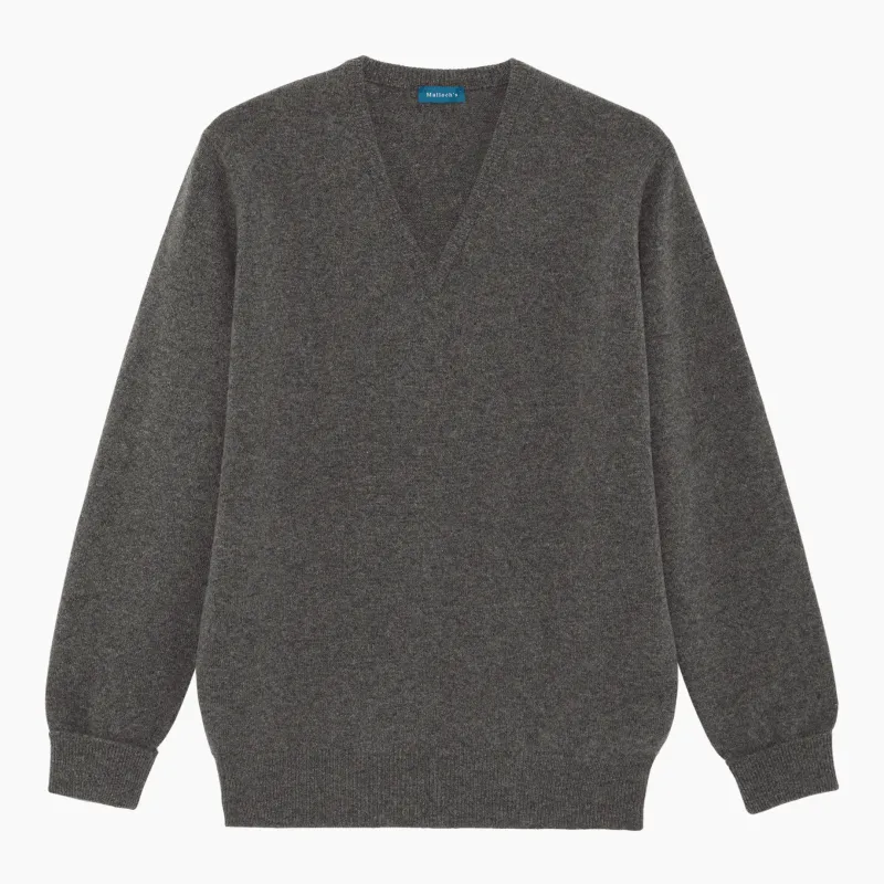 Grey Steadman Fine Lambswool V-Neck sold by Malloch’s