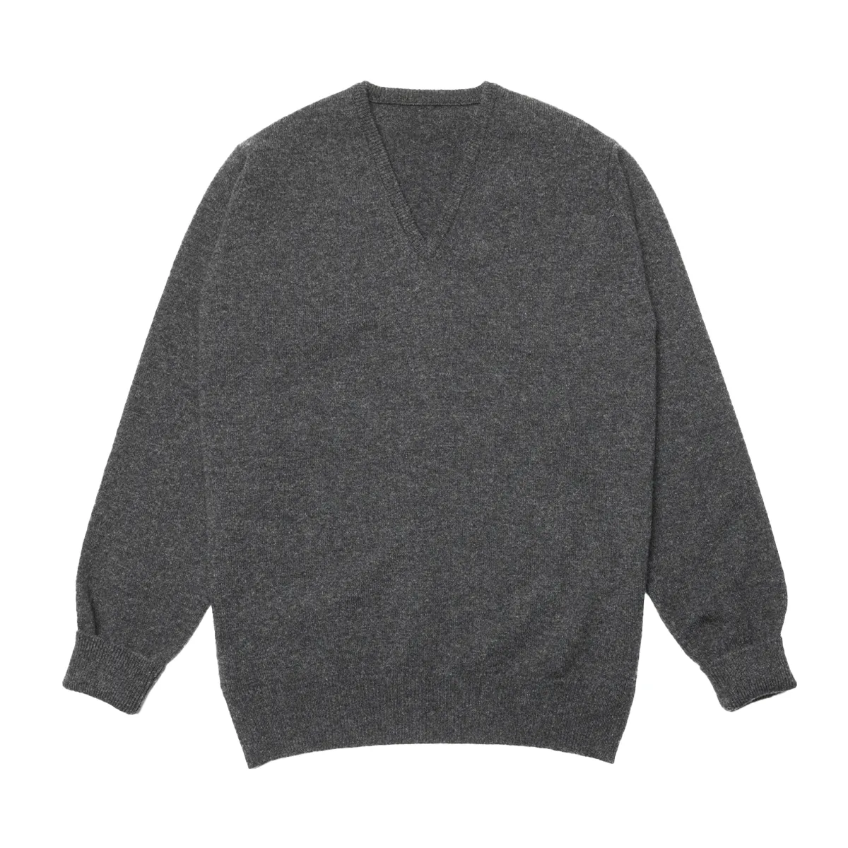 Charcoal Steadman Fine Lambswool V-Neck | Perennial Knitwear sold by Malloch’s